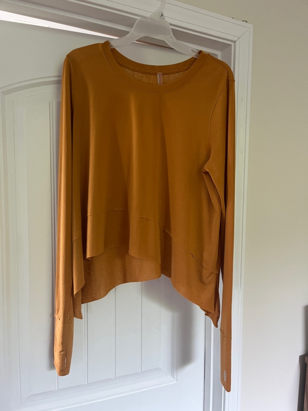 FP Movement by Free People Mustard Long-Sleeve Layered Hem Top